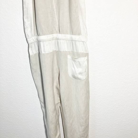 🔥 SALE🔥 Young Broke & Fabulous sea salt tan linen blend Diego jumpsuit Sm - Picture 11 of 14